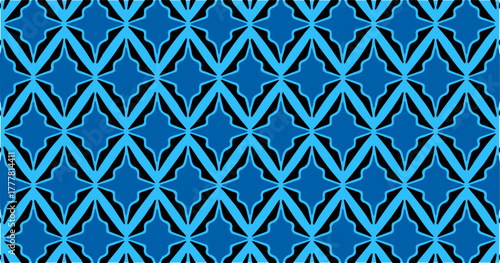 Blue geometric seamless pattern with diamond shapes forming a bold modern textile and wallpaper background.