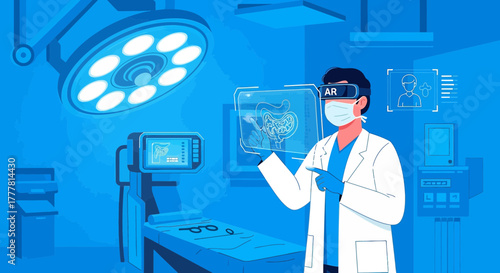 Augmented reality in surgery room showcasing modern medical technology and innovation