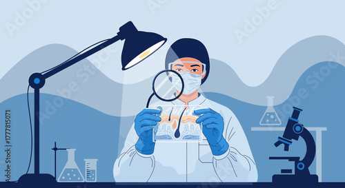 Dermatologist Analyzing Hair Follicle Sample in Laboratory for Research and Treatment Solutions