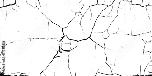 Vector grunge cracked texture style with cracked texture isolated on white background. Cracks concrete wall texture white and black. Grungy, grunge effect, grunge texture, dry land crack effect,