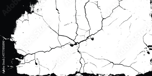 Texture soil dry crack background pattern. black and white vintage of cracked concrete scribble effect. Vector eps10