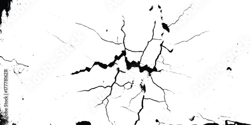 Grunge background of black and white texture. Abstract pattern of elements. Monochrome print and design. Crack grunge texture. 