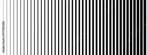 Faded pattern with line thickness gradation. Gradient background with black vertical stripes on white backdrop
