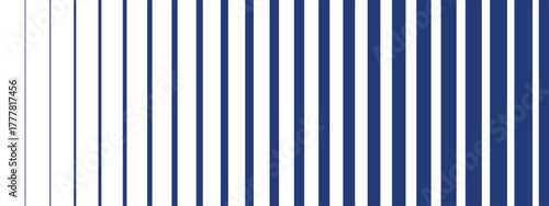 Simple, halftone pattern with line fade thickness. Blue vertical stripes on white background. Vector illustration