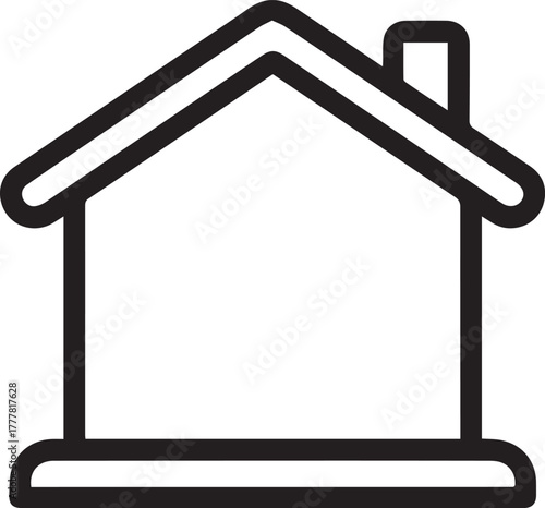 Illustration of a simple house with a chimney, , representing home, real estate, or a safe place to live and raise a family