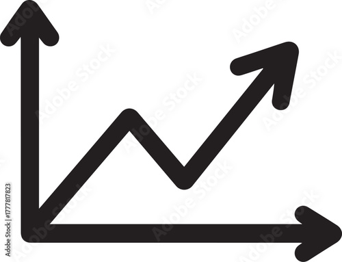 A line graph showing an upward trend, , representing growth, progress, and positive performance in business, finance, or other fields