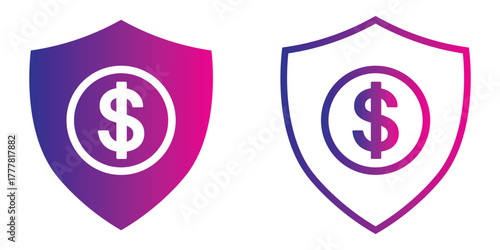 shield with dollar icon on transparent background, financial protection symbol, security and money safety concept, vector design for web, app, fintech, and graphic design projects