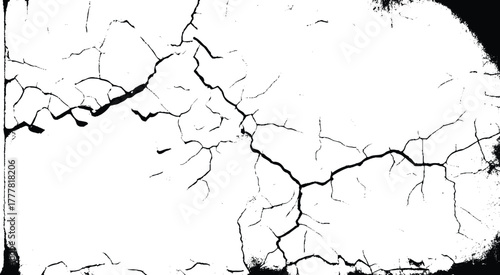 Cracked age concrete stone wall texture grunge damage stain background. Grey dirty old crack broken concrete plaster wall, monochrome, black and white
