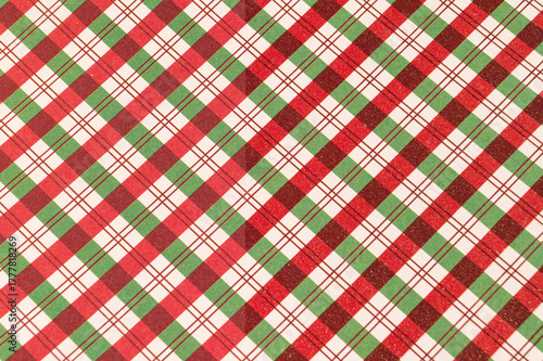Wallpaper Mural Festive red and green checkered plaid pattern with diagonal stripes Torontodigital.ca