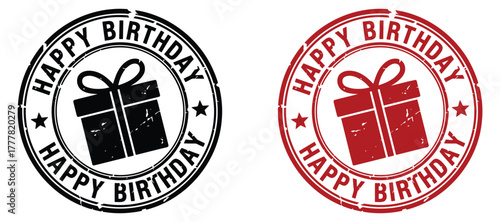 Happy birthday badge – celebration label design, party sticker vector, festive greeting emblem