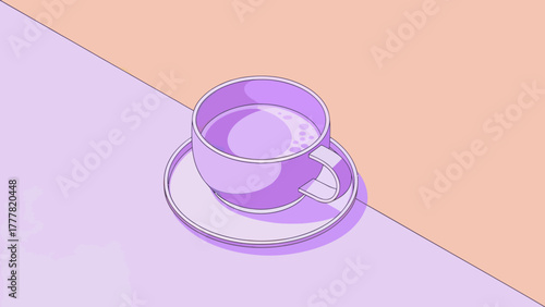 Pastel Coffee Cup Still Life Minimalist Aesthetic Design for Morning Routine or Cafe Concept with Space for Text