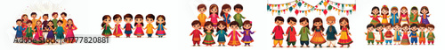 Indian children standing happily on Indian Children's Day
