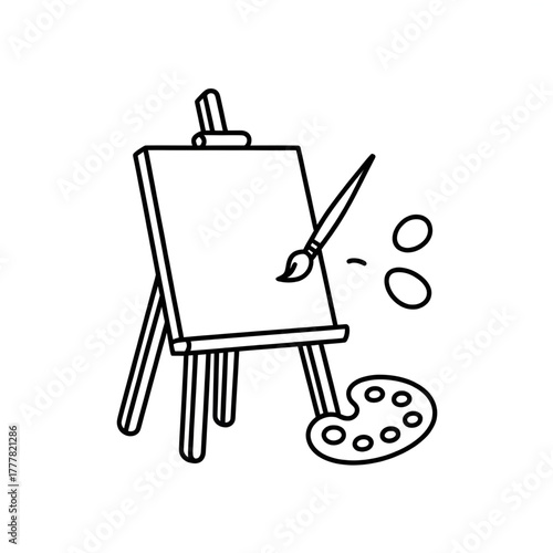 A painting artboard with brushes and colors, symbolizing creativity, imagination, and artistic expression