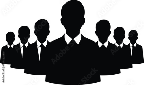 Red leader in front of a group of business people