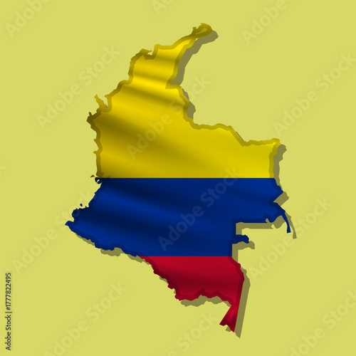 Vector flag Colombia in the form of a map