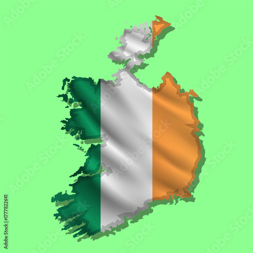 Vector flag Ireland in the form of a map