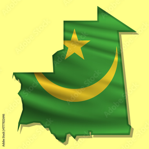 Vector flag Mauritania in the form of a map