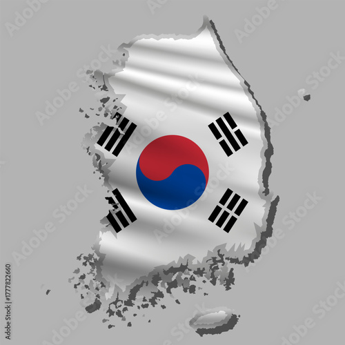 Vector flag Korea in the form of a map
