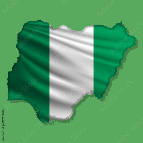 Vector flag Nigeria in the form of a map