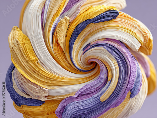 Wallpaper Mural Abstract swirl of colorful thick paint strokes in shades of yellow purple white and blue creating a vibrant textured art piece with a dynamic composition Torontodigital.ca