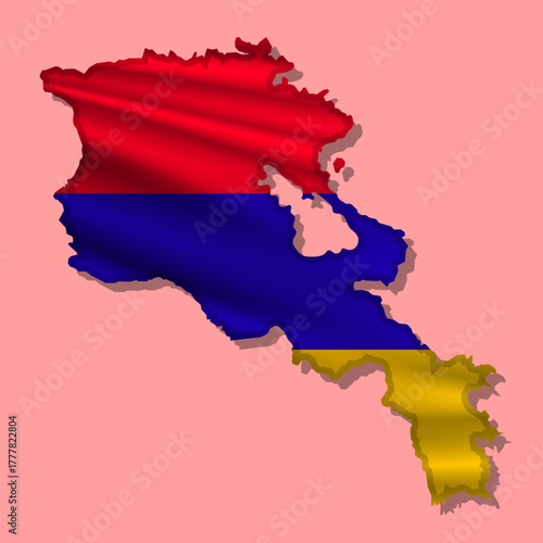 Vector flag Armenia in the form of a map