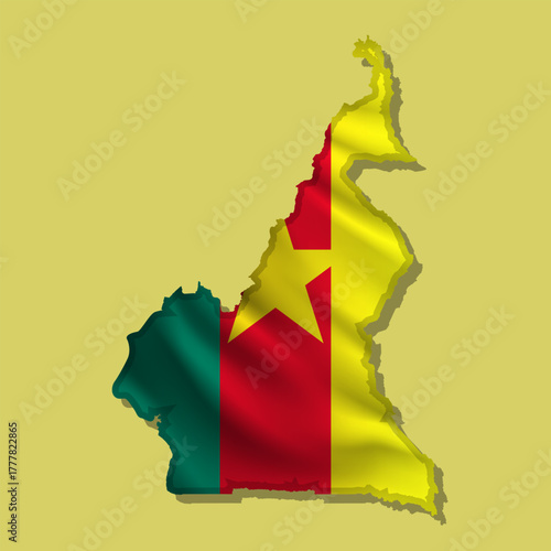 Vector flag Cameroon in the form of a map