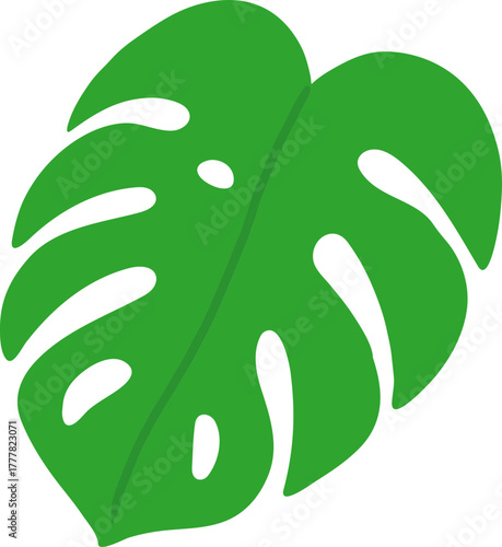 Monstera Deliciosa Leaf and Swiss Cheese Plant Tropical Foliage Vector Icons Collection
