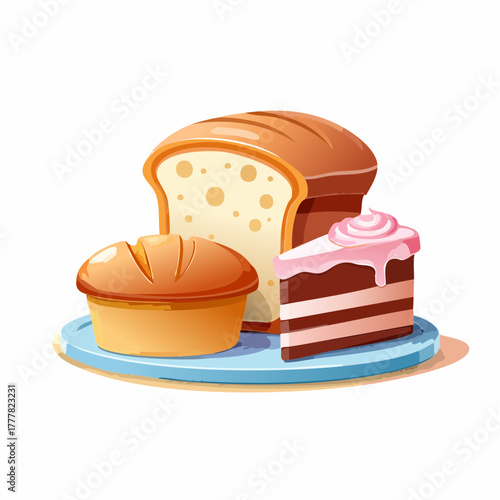 Brot und Kuchen auf einem Teller