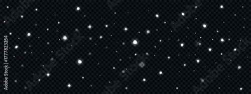 Bright, glowing night stars background. Sky space with starry particles isolated on transparent backdrop