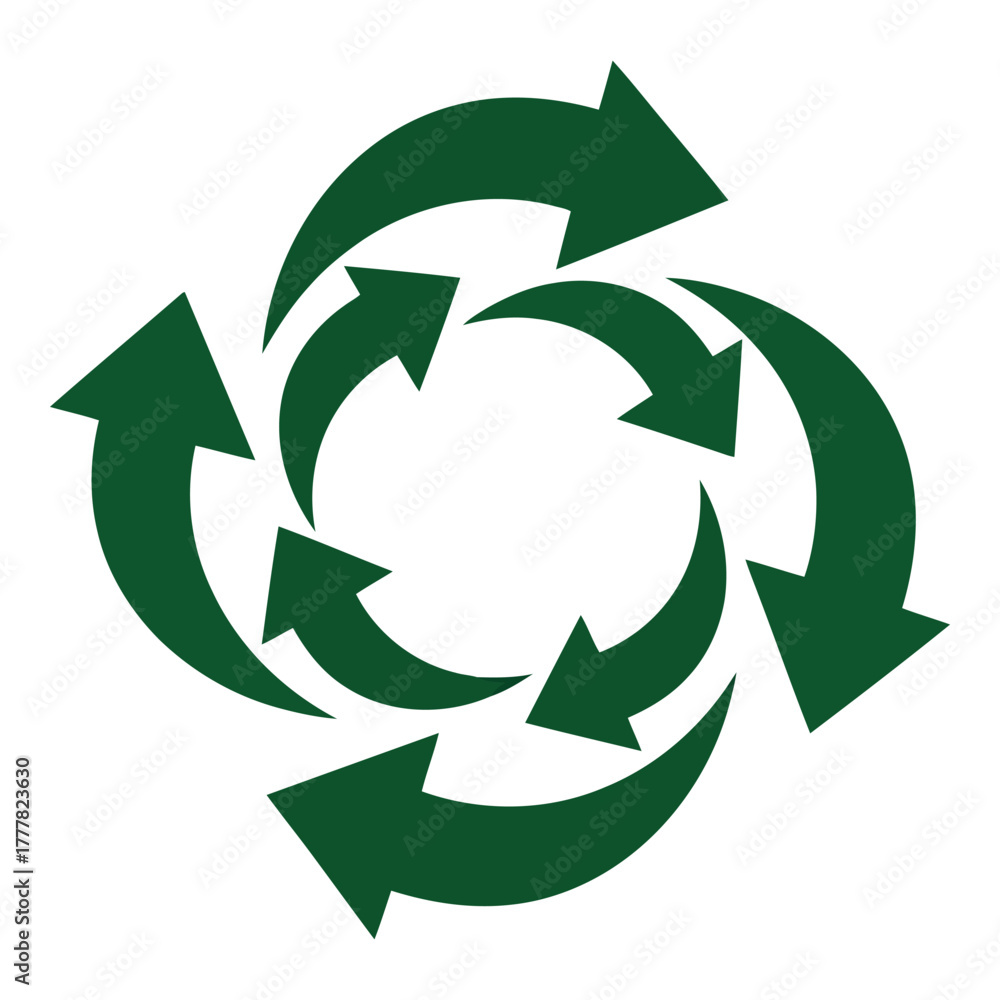 Fototapeta premium Green Circular Arrows Representing Recycling and Sustainable Practices in a Modern Graphic Design