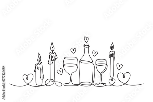 wine bottle and glasses