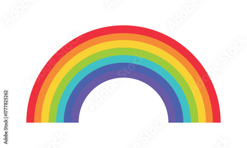 Colorful rainbow icon. a flat design symbol representing a full spectrum of colors, ideal for apps and websites. The icon can be used to represent diversity, creativity, or visual themes. vector eps