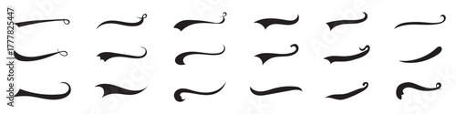 Set of Swoosh vector. Hand drawn swoosh elements, and swoop underline typography tails shape in flat styles. Set of ribbons. Design concept element collection.