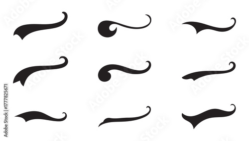 texting tails swirl swash stroke design curl typographic illustration.