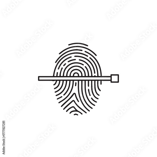 “Biometric security, fingerprint authentication, digital identity vector.”