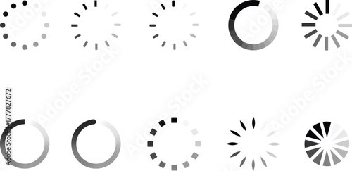 Circular Loading and Buffering Indicator Icons Set Vector Collection