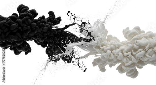 Tableau sur toile A captivating clash of black and white ink creates a mesmerizing dance of contra
