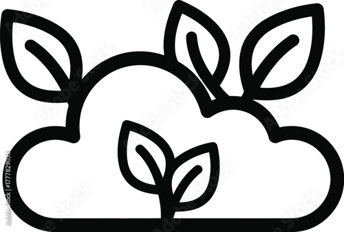 Cloud with leaves isolated on transparent background an ecofriendly cloud with leaves, representing green technology and sustainability