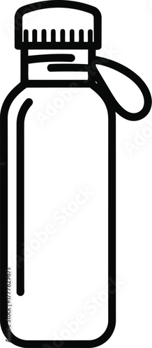 Minimalist line art of a reusable water bottle isolated on transparent background, promoting sustainability and ecofriendly lifestyle choices