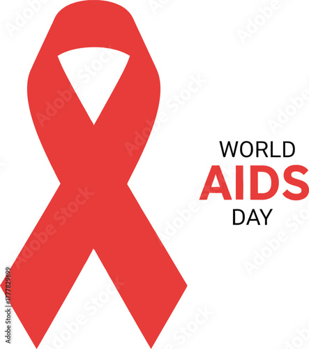 A red ribbon symbolizing World AIDS Day against a white background.