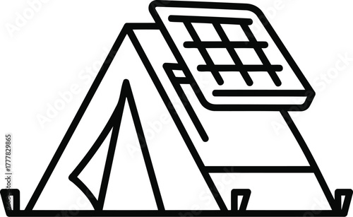 Tent with solar panel isolated on transparent background for sustainable camping and outdoor adventures, promoting ecofriendly practices and renewable energy sources