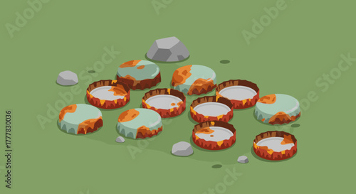Rusting bottle caps