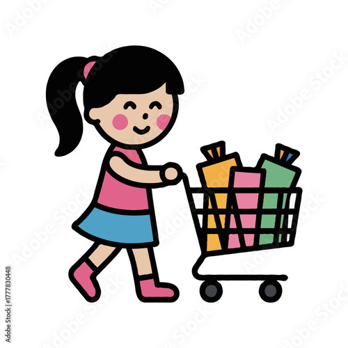 girl with shopping cart