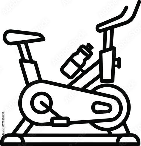 Stationary exercise bike with water bottle isolated on transparent background for fitness and health concept cardio workout equipment