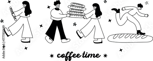 Modern minimal vector icons with coffee cups, desserts, and cozy vibes — a must-have for cafe logos and social media.