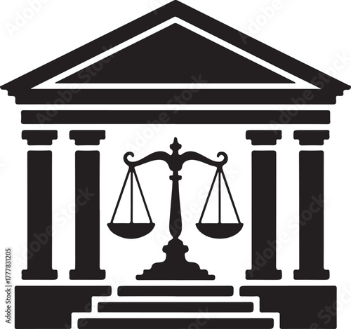 Courthouse  with scales of  justice vector illustration.