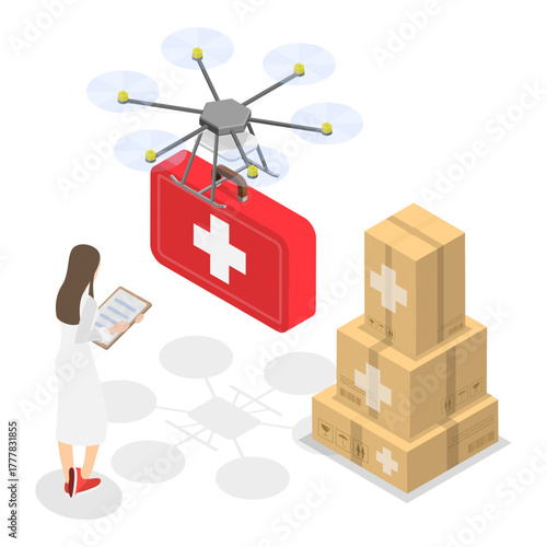 3D Isometric Flat Vector Illustration of Medical Services, Healthcare Technoligies. Item 2