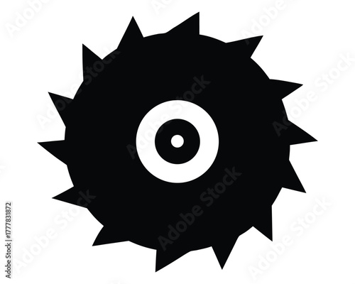 Abstract Black and White Saw Blade Gear Graphic Illustration Design