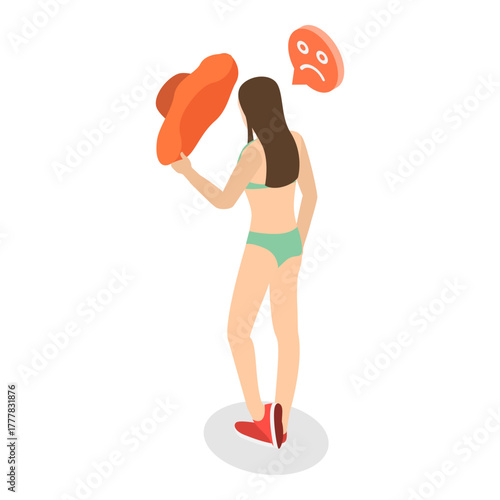 3D Isometric Flat Vector Illustration of Extreme Hot Weather, Individuals Experiencing Excessive Heat Conditions. Item 2