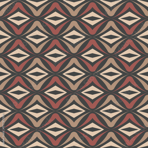 Geometric Vintage Repeating Diamond Textile Seamless Pattern in Earth Tone Color